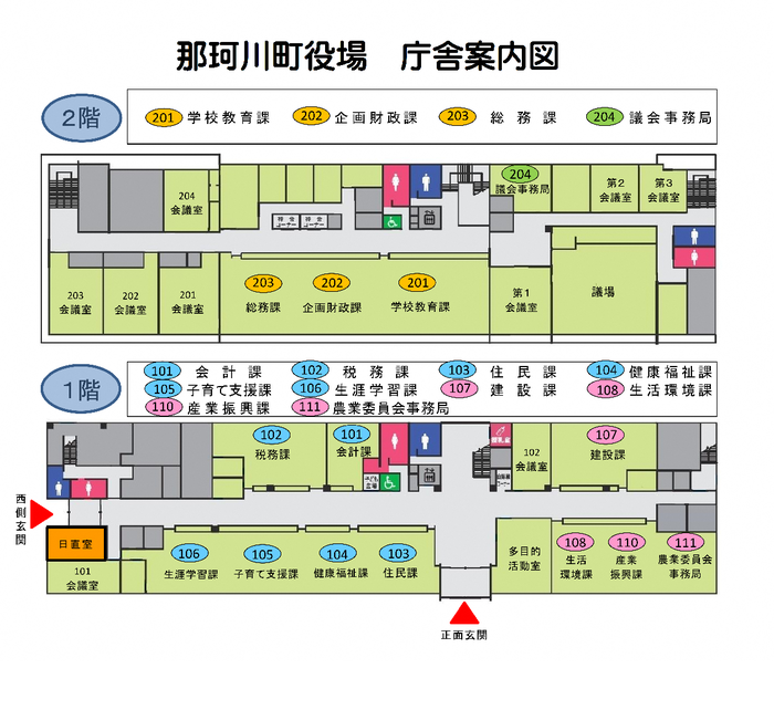 那珂川町役場庁舎案内図